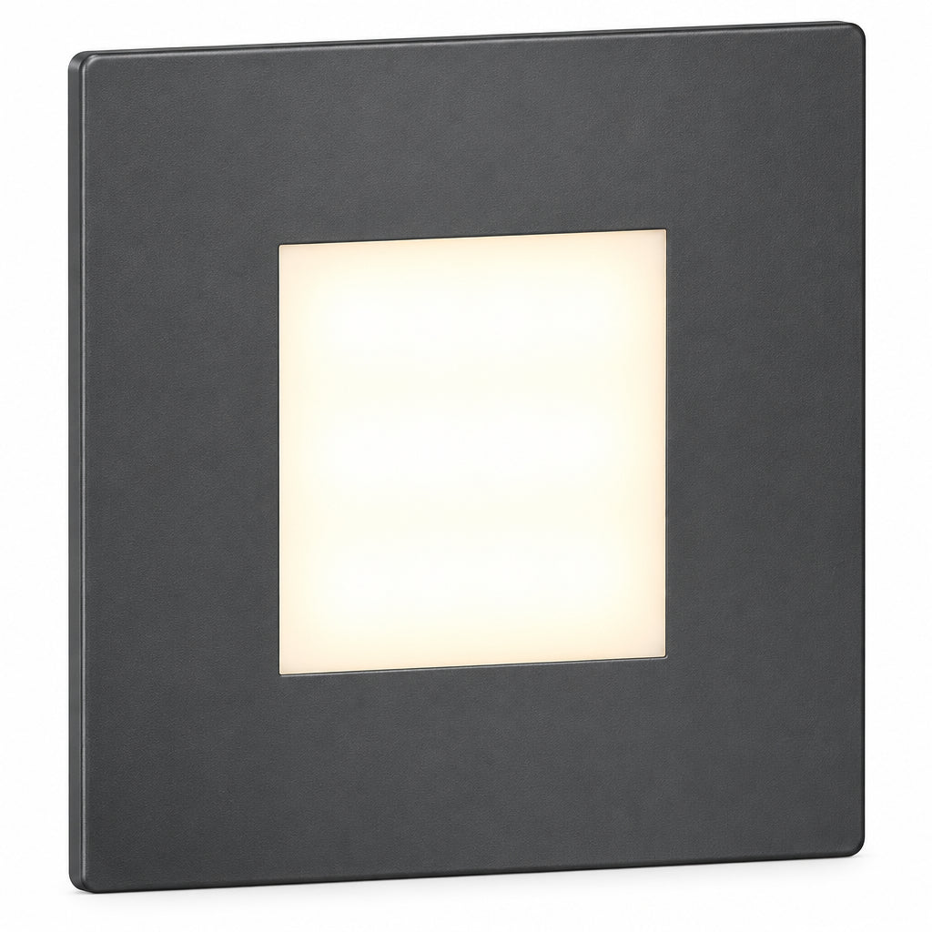 ledscom LED stair light, FEX recessed wall light for indoor and outdoor use, square, anthracite, 85 x 85 mm, warm white